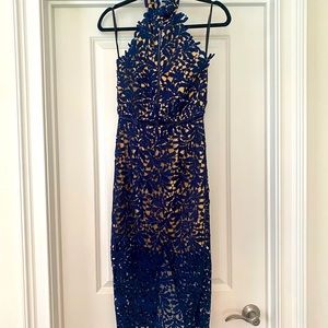 Lulus Navy Blue Lace Midi Dress